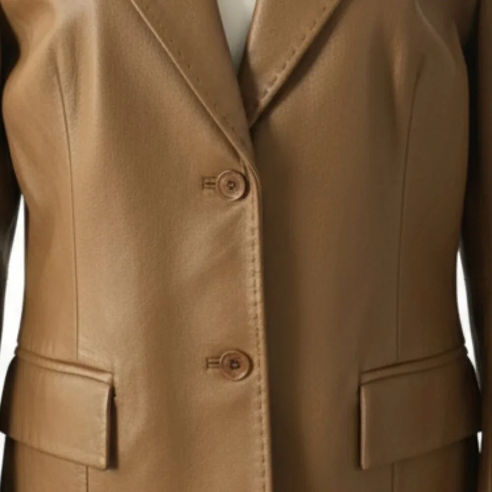 Vintage‑Era JACOB Caramel 100% Leather Jacket – L - NWT - Picture 3 of 10